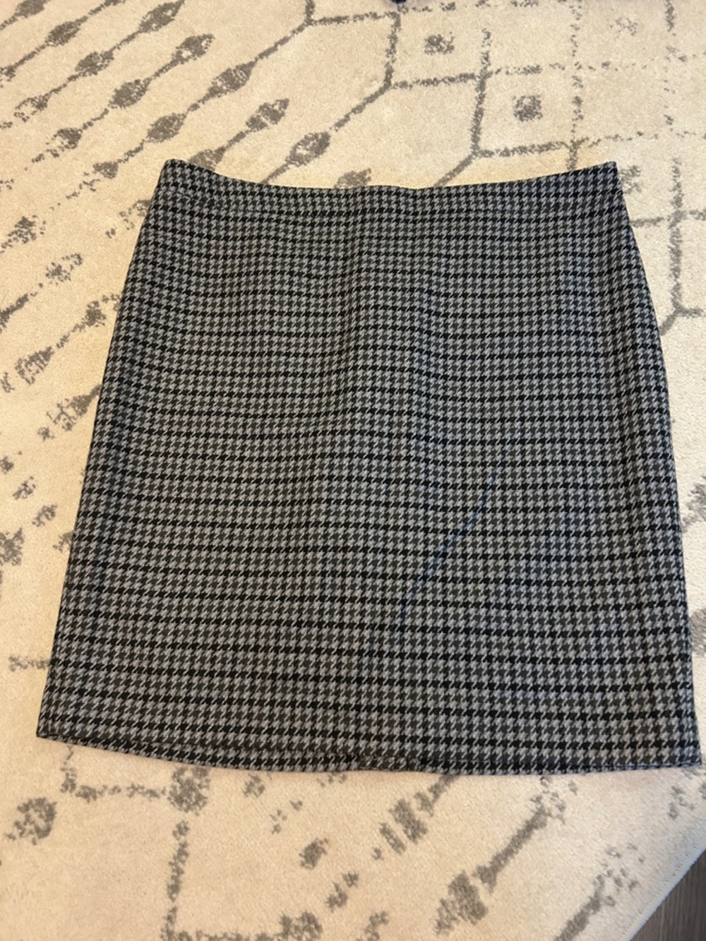 J. Crew Black and White Houndstooth Pencil Skirt